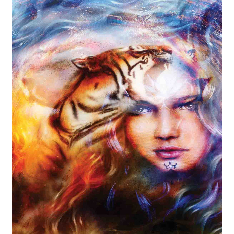 Tiger and Lion Head Duvet Cover Set