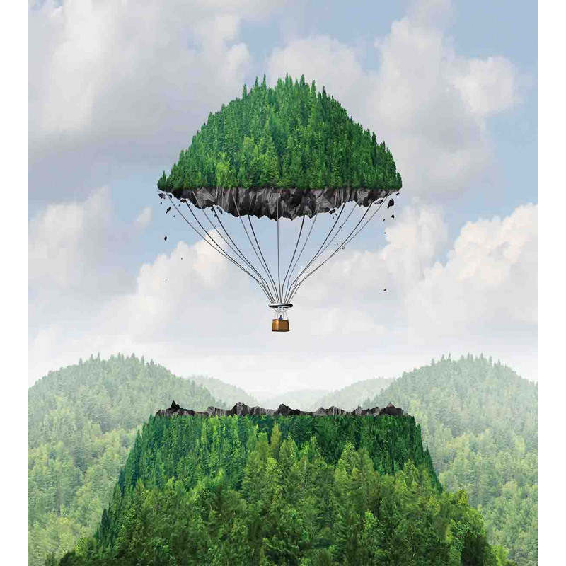 Hot Air Balloon Mountain Duvet Cover Set