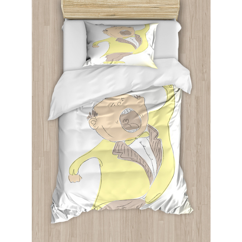 Singing Man Pastel Sketch Duvet Cover Set