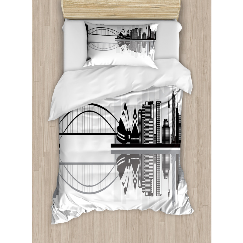 Monochrome Sydney Skyline Duvet Cover Set