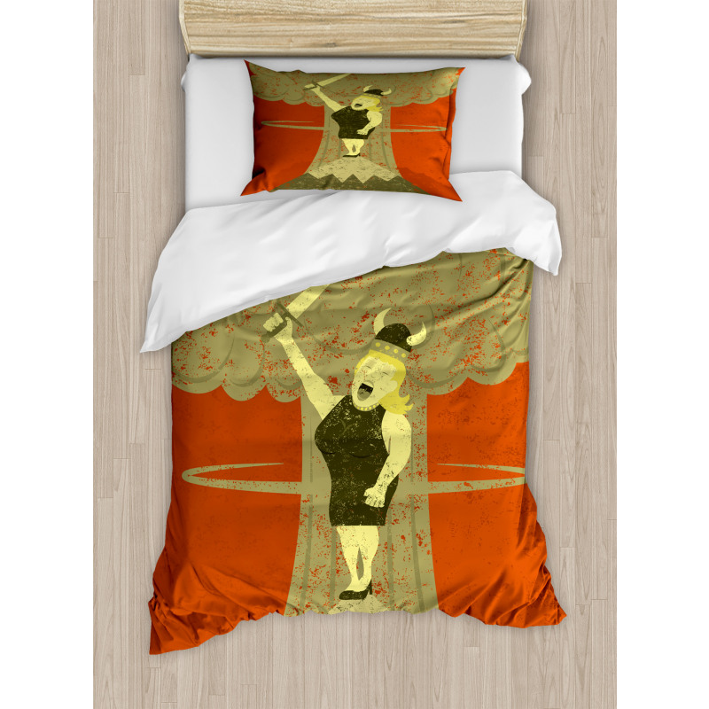 Grunge Singing Lady Duvet Cover Set