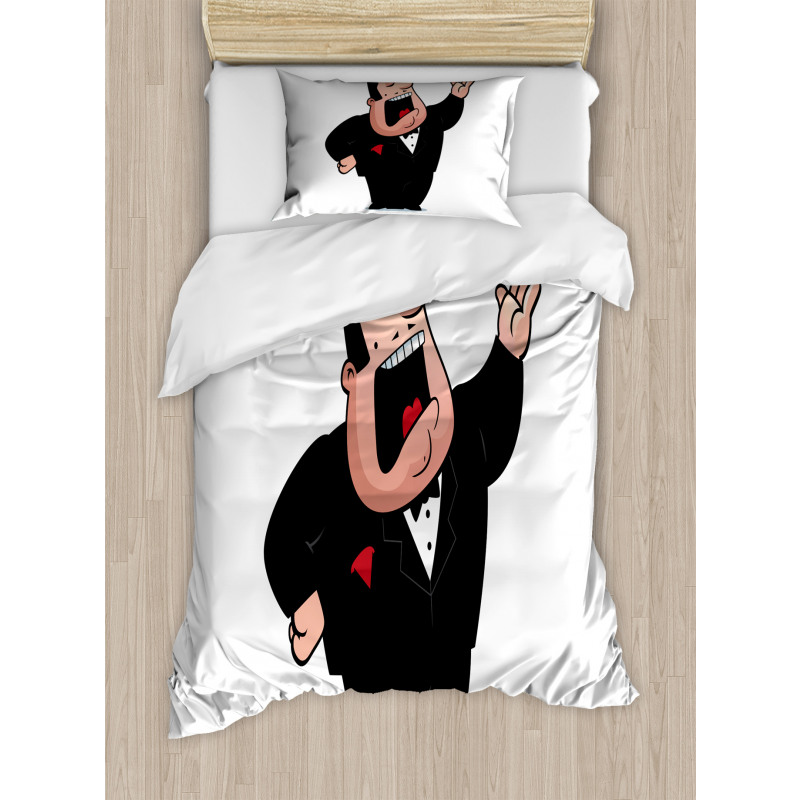 Cartoon Singer Man in Smokin Duvet Cover Set