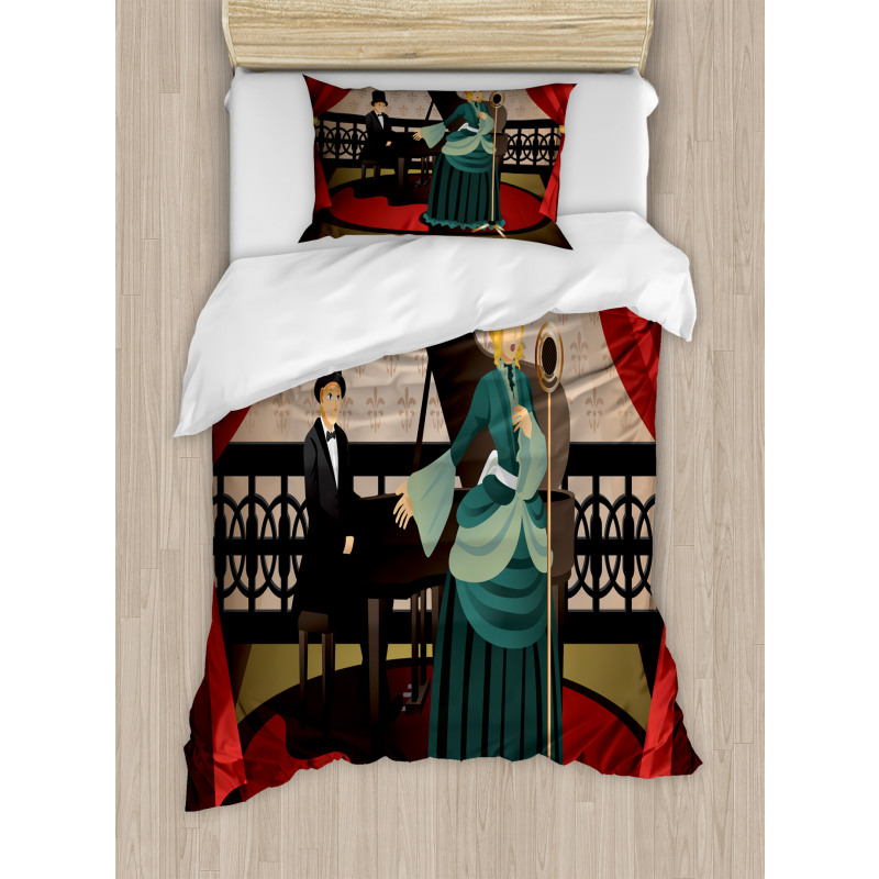 Singer and Pianist Performing Duvet Cover Set