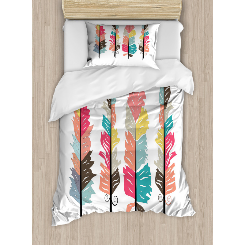 Tribal Primitive Boho Plume Duvet Cover Set