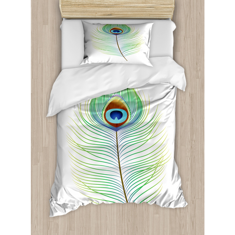 Single Retro Plume Peacock Duvet Cover Set