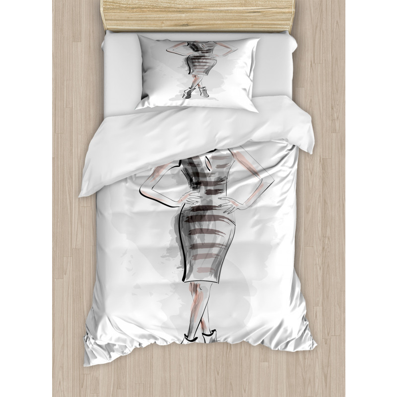 Slim Lady in a Dress Duvet Cover Set