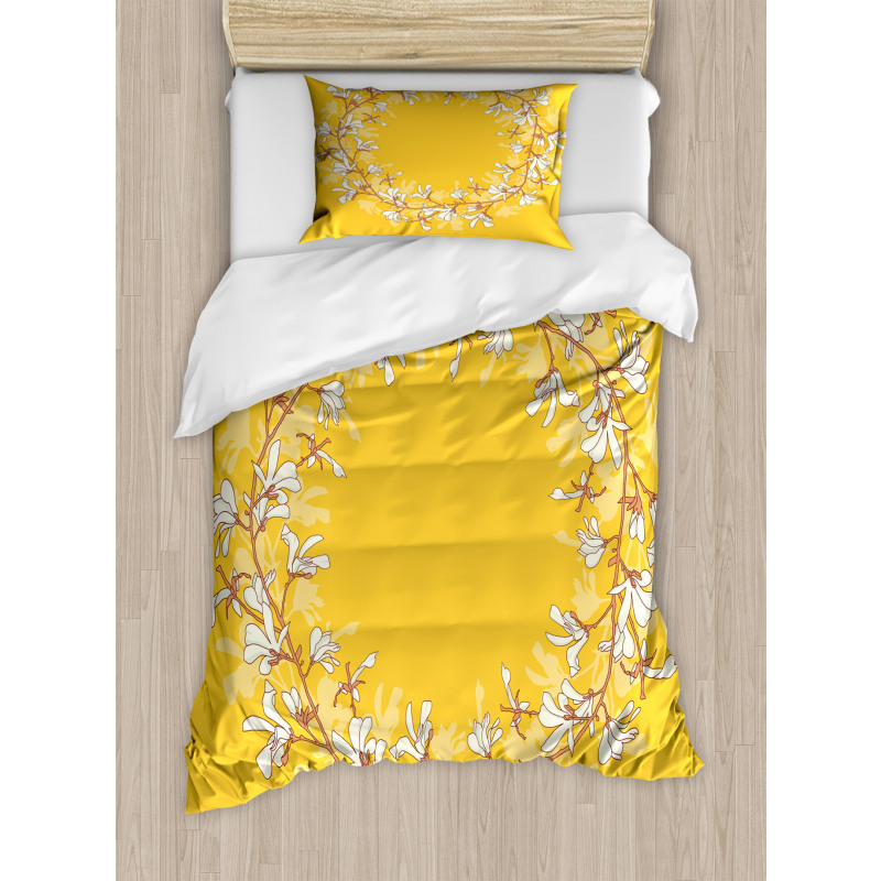 Floral Wreath with Magnolias Duvet Cover Set