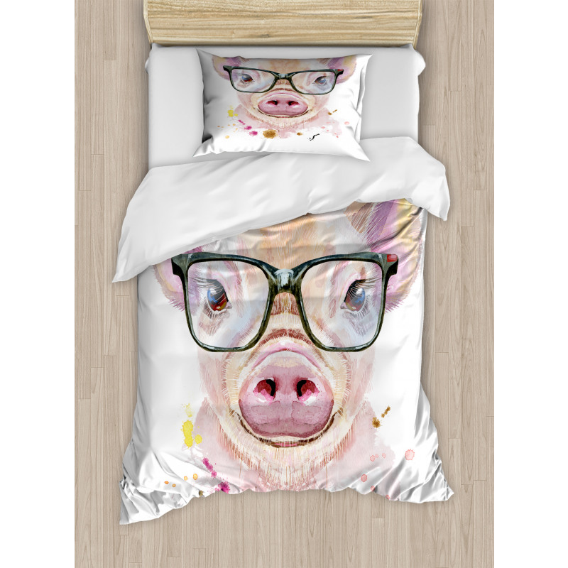 Pig Portrait with Spots Duvet Cover Set