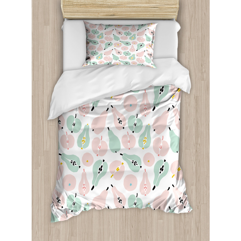 Apples Pears in Pastel Tones Duvet Cover Set