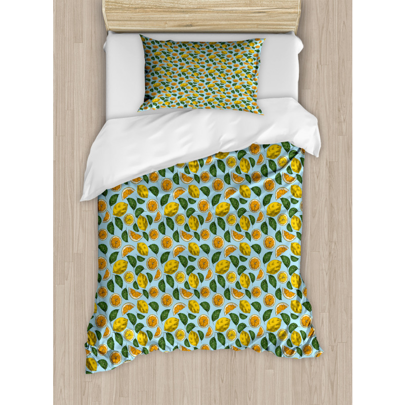 Sour Fruit and Leaves Pattern Duvet Cover Set