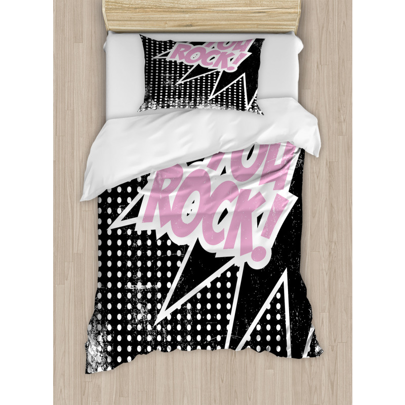 Halftone Style Text Bubble Duvet Cover Set