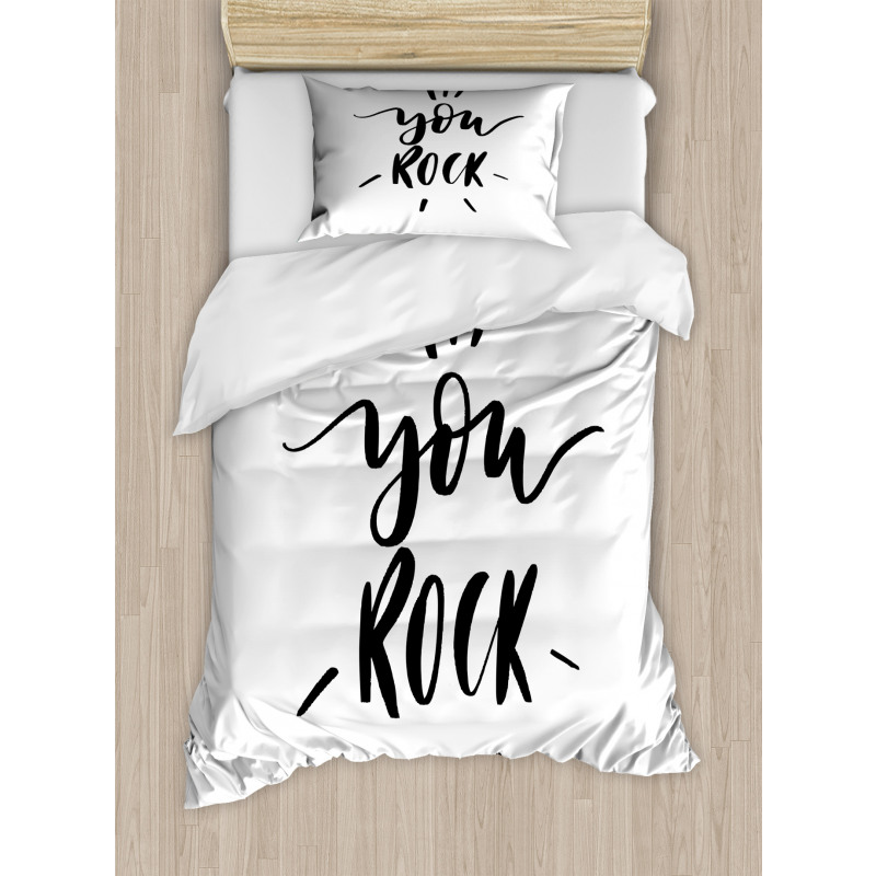 Monochrome Lettering Art Duvet Cover Set