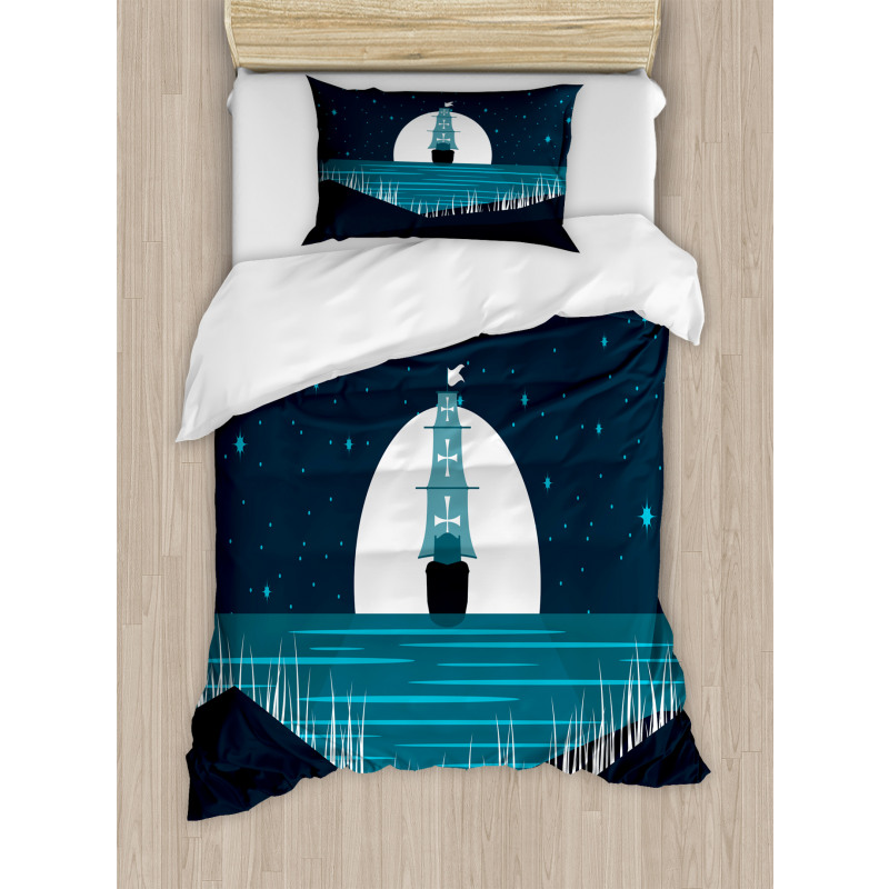 Moonlight on Water Ship Duvet Cover Set