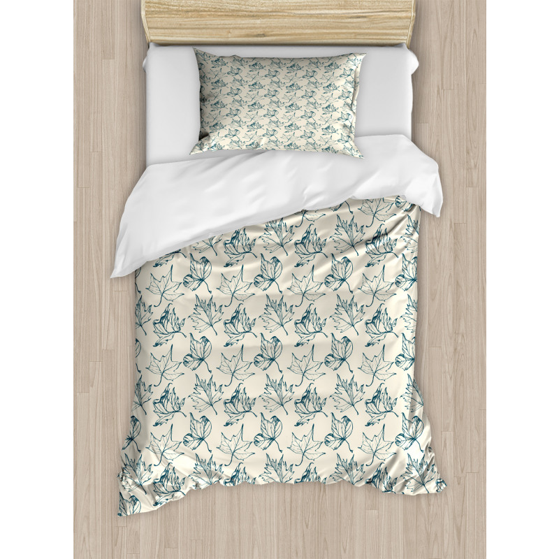 Hand Drawn Botany Motifs Duvet Cover Set