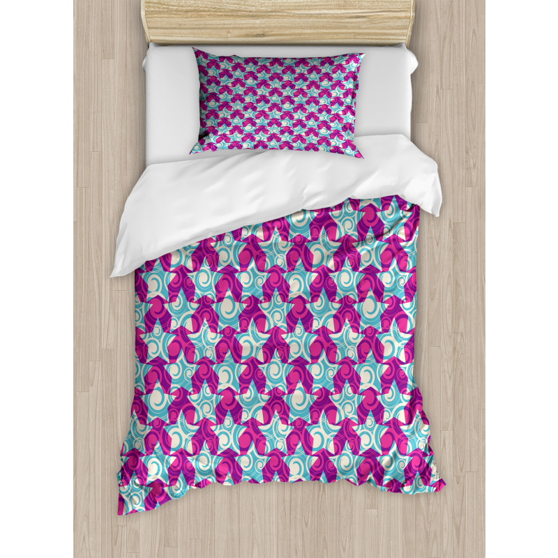 Swirl Wave Style Vivid Motifs Duvet Cover Set