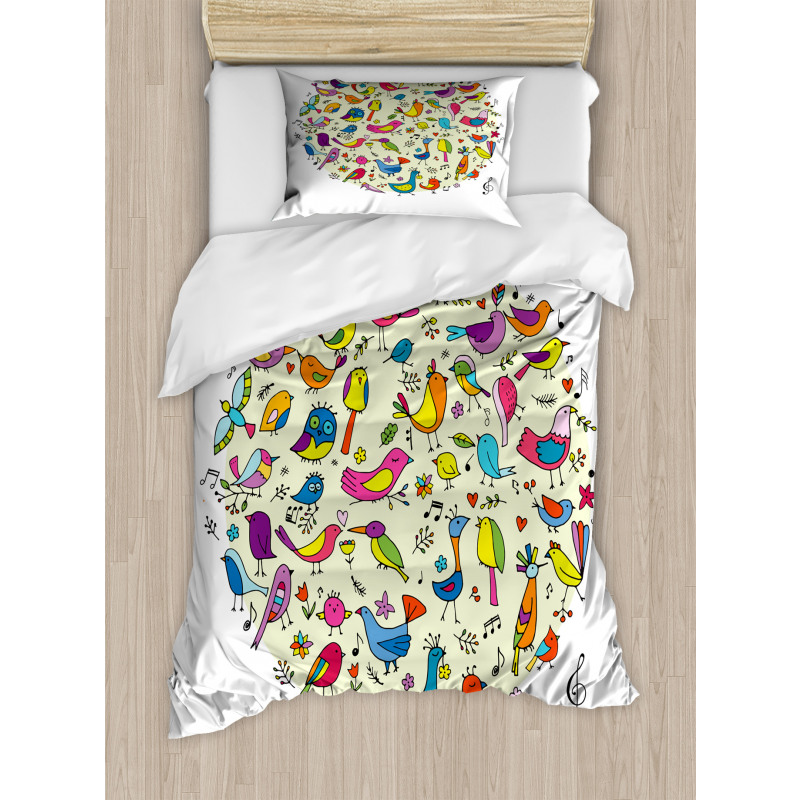 Vivid Little Birds Duvet Cover Set