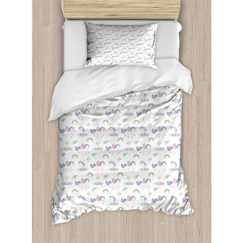 Unicorn Party Rainbow Stars Duvet Cover Set