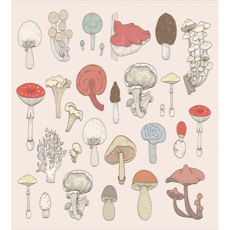 Pastel Various Mushrooms Duvet Cover Set