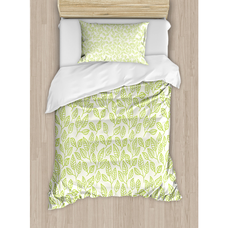 Green Leaves Branches Duvet Cover Set