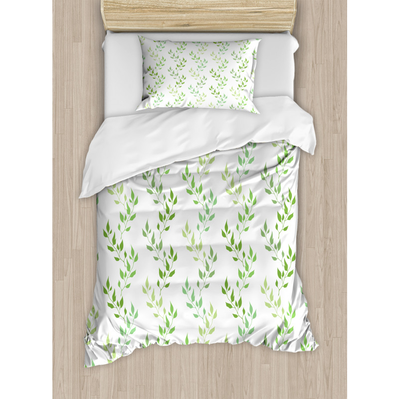 Symmetrical Olive Leaves Duvet Cover Set