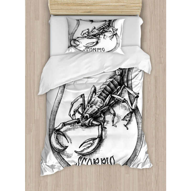 Black and White Scorpio Duvet Cover Set