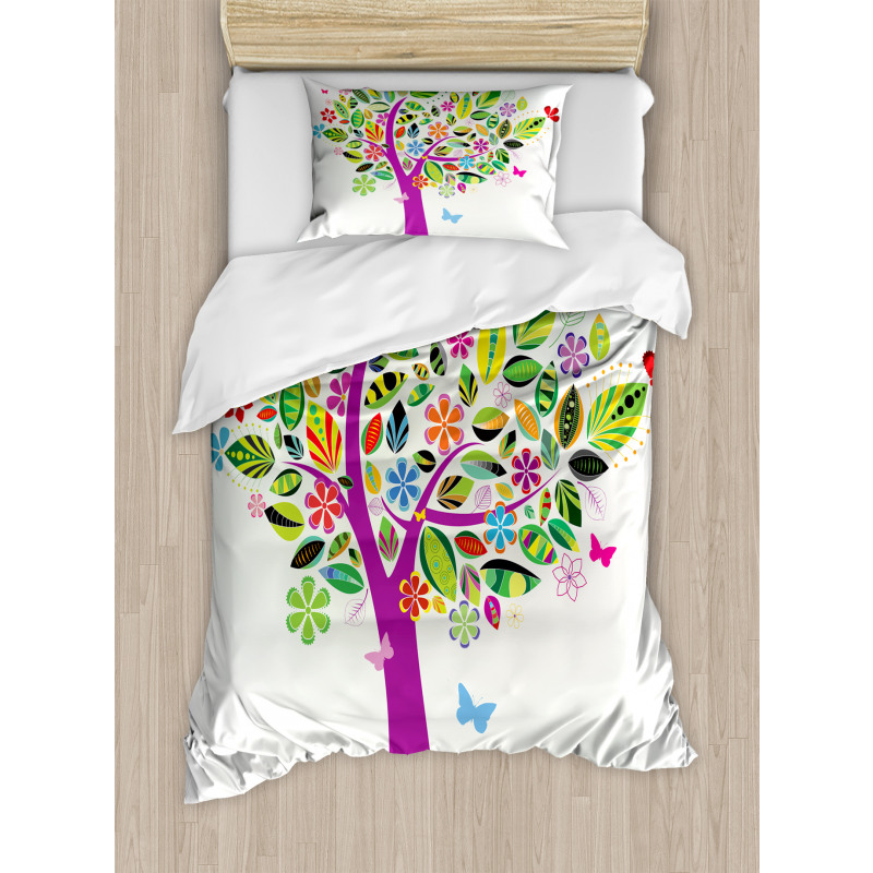 Flower Butterflies Duvet Cover Set