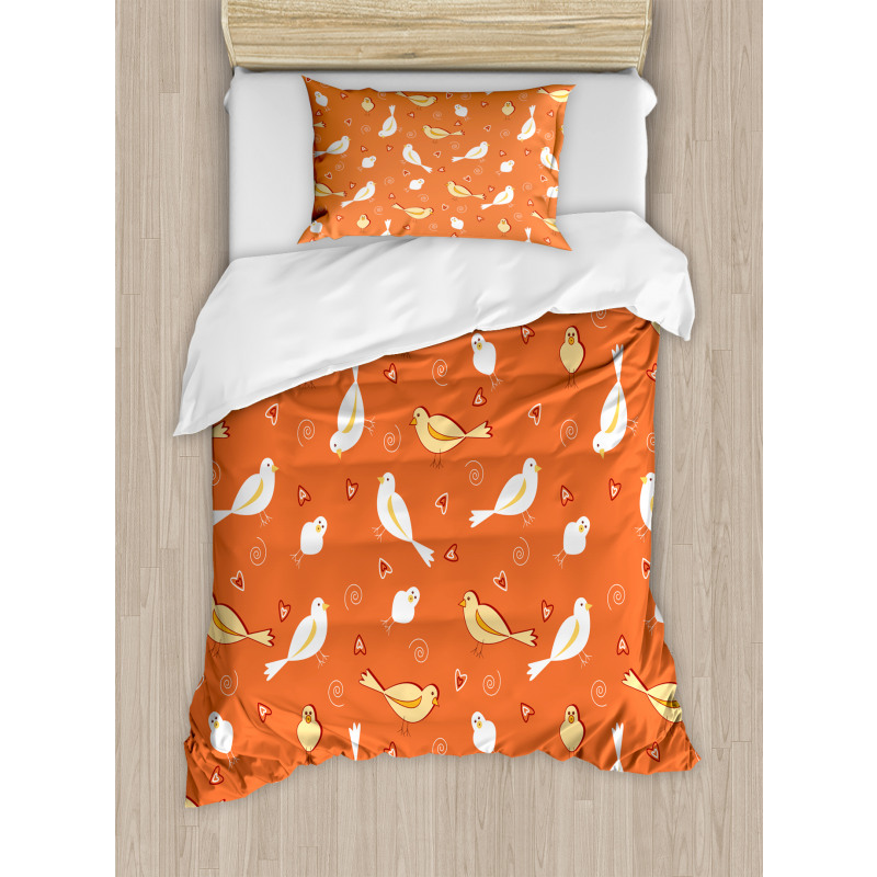 Birds with Heart Shapes Duvet Cover Set