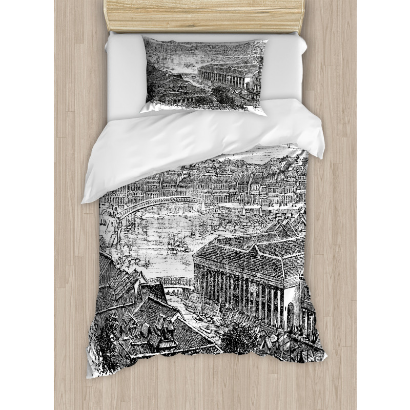 Vintage City Silhouette Duvet Cover Set