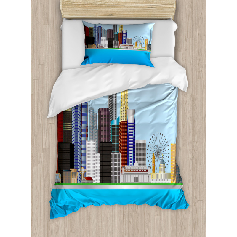 Urban Buildings and River Duvet Cover Set