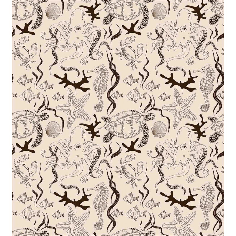 Octopus Crab Seahorse Duvet Cover Set