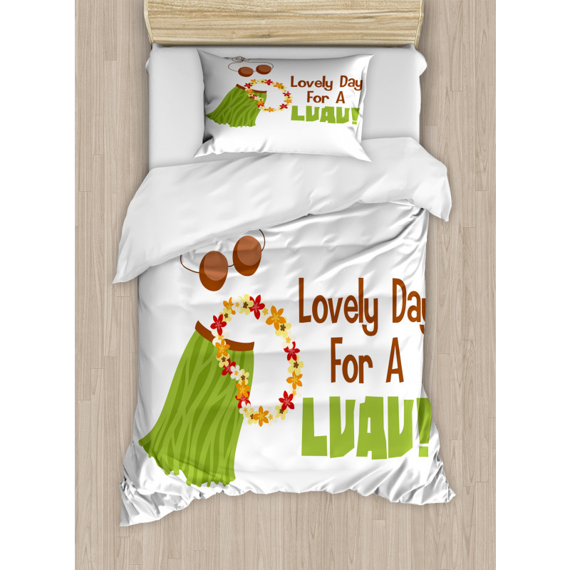 Day for a Luau Wording Ethnic Duvet Cover Set