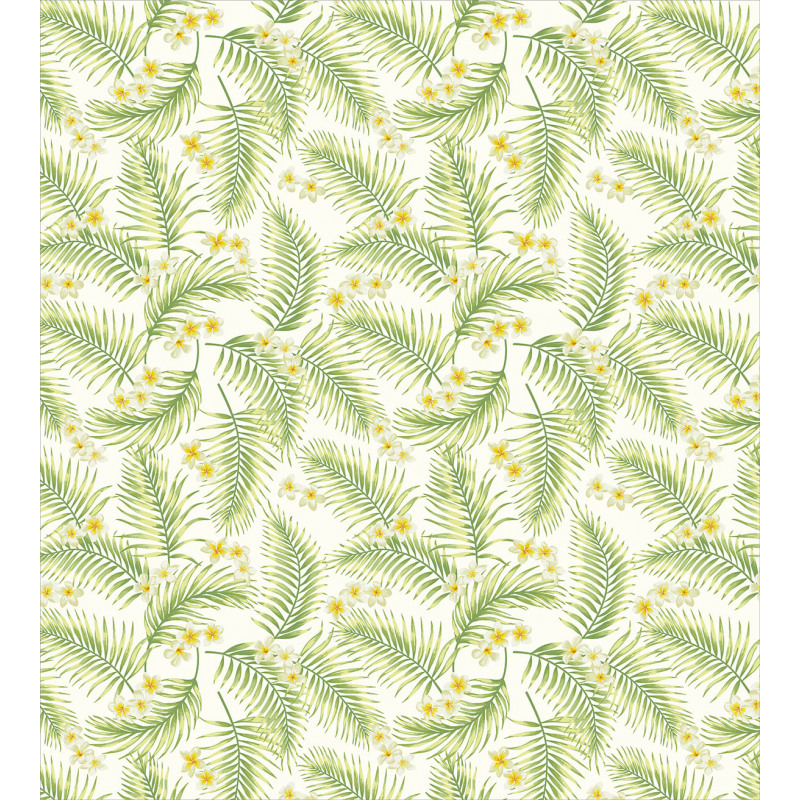 Botanical Plumeria Palm Leaves Duvet Cover Set