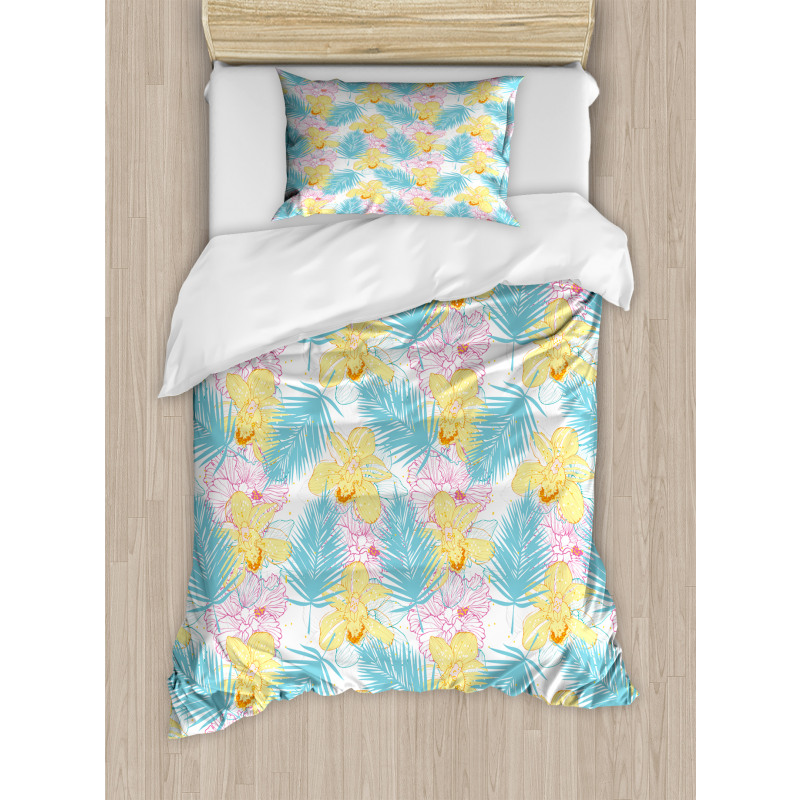 Orchids with Paint Spots Duvet Cover Set