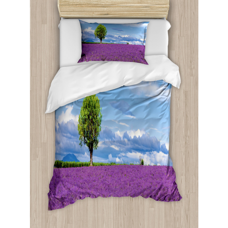 Lavender Field Tree Duvet Cover Set