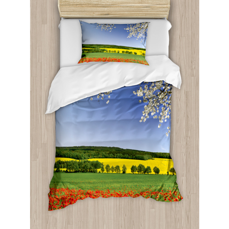 Poppy Field Landscape Duvet Cover Set