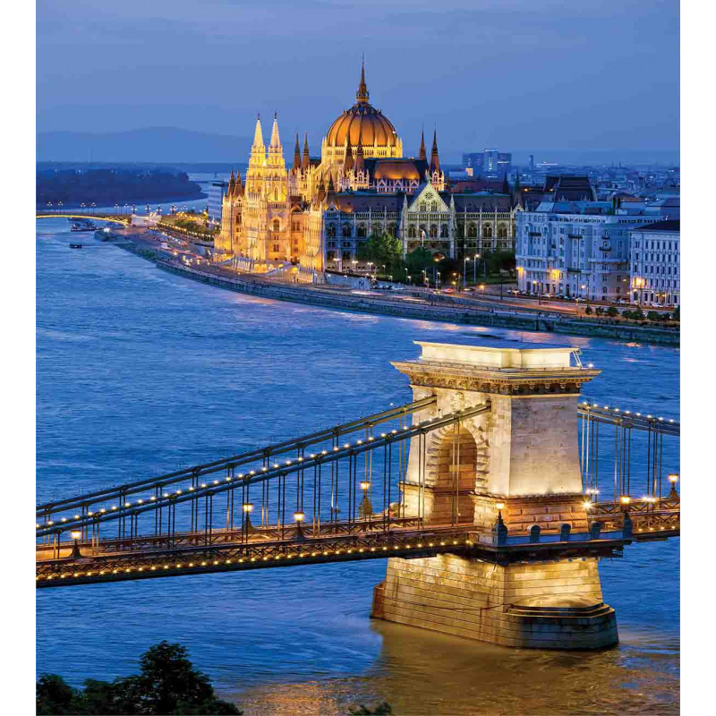 River of Budapest Bridge Duvet Cover Set