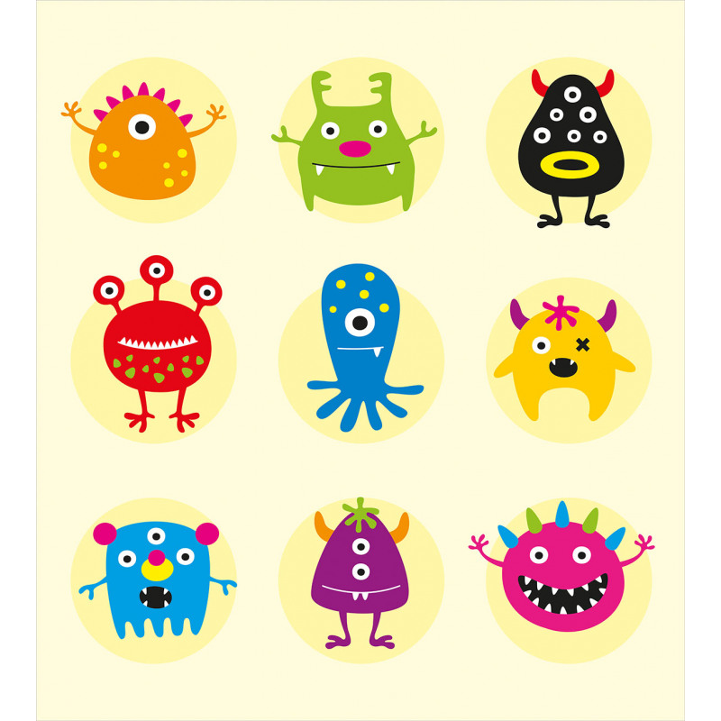 Colorful Monsters Funny Faces Duvet Cover Set