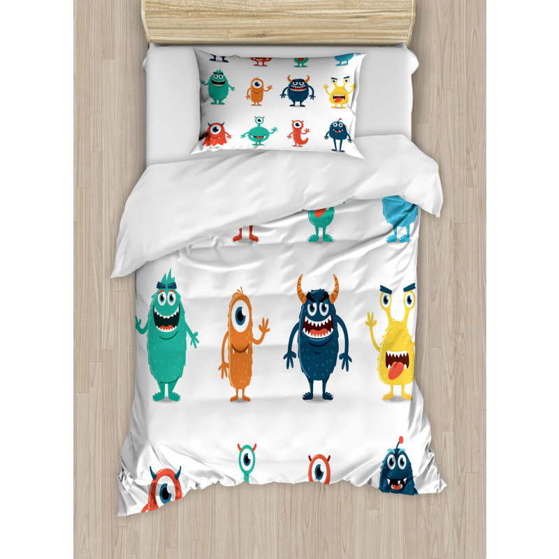 Colorful Monster Graphic Art Duvet Cover Set