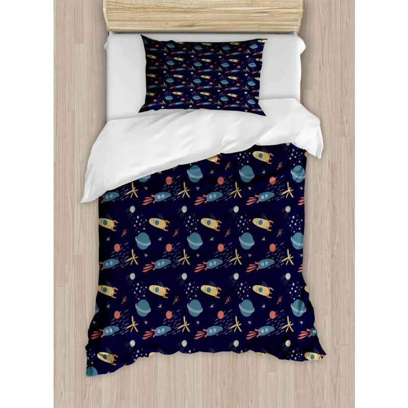 Stars Rockets and Planets Duvet Cover Set