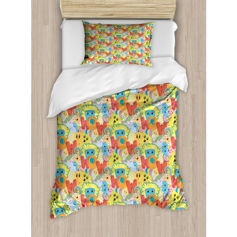 Doodle Beasts Wow Lettering Duvet Cover Set