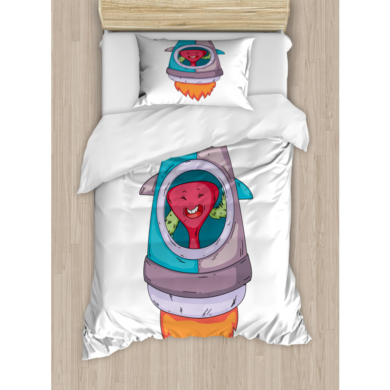 Creature in a Space Rocket Duvet Cover Set