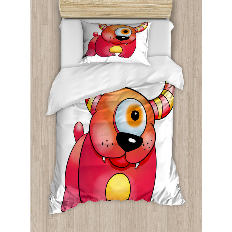 Bizarre Creature with Horns Duvet Cover Set