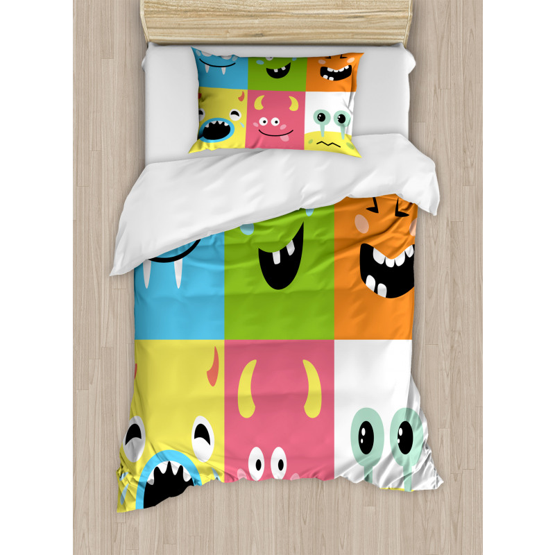 Colorful Blocks Emoticon Duvet Cover Set