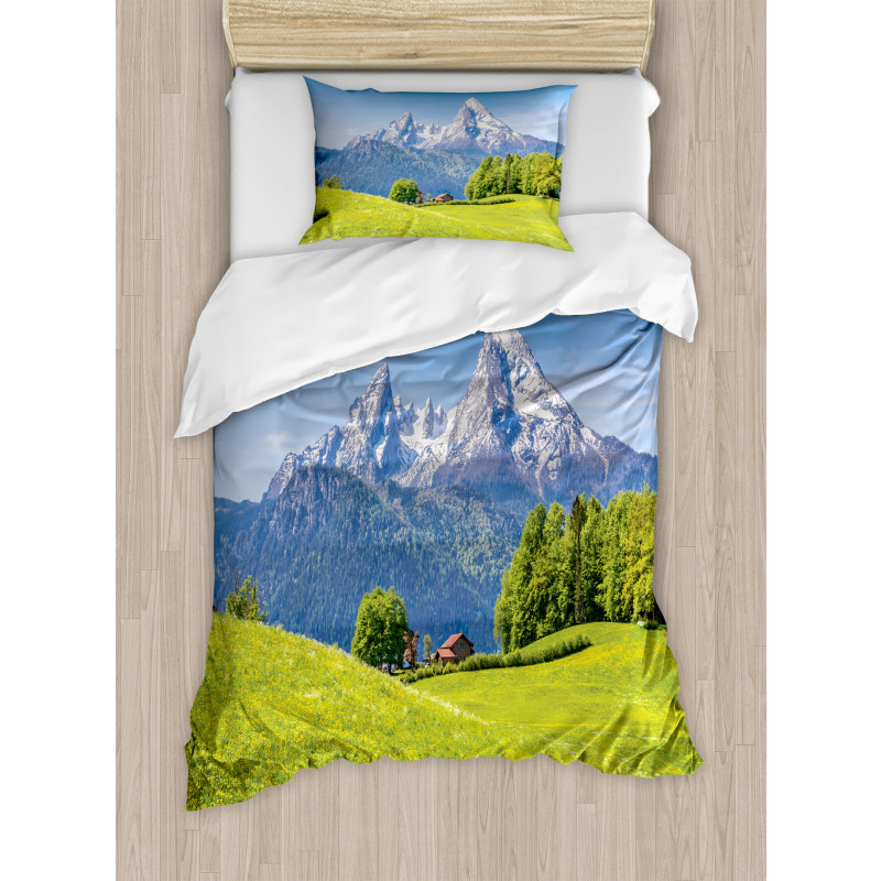 Alps with Meadow Flora Duvet Cover Set