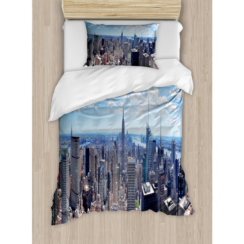 Skyscrapers Aerial View Duvet Cover Set