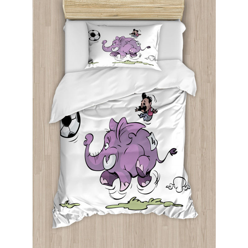 Elephant Playing Soccer Duvet Cover Set