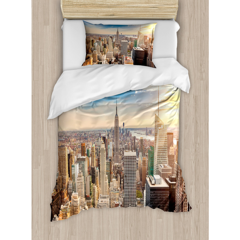 Sunset Urban Aerial Photo Duvet Cover Set