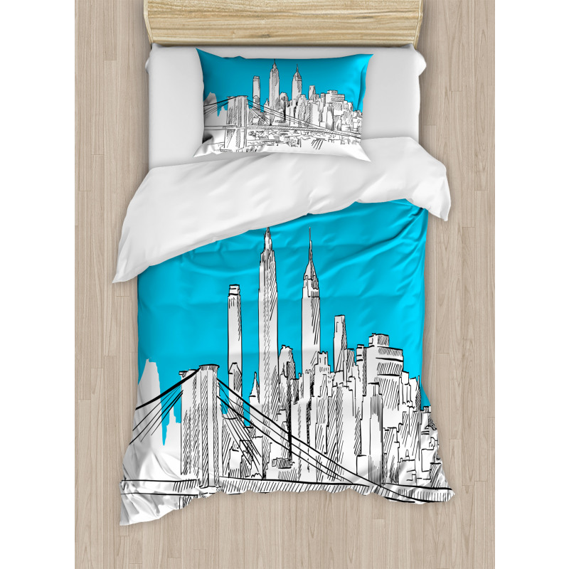 Pencil Drawn Brooklyn Duvet Cover Set