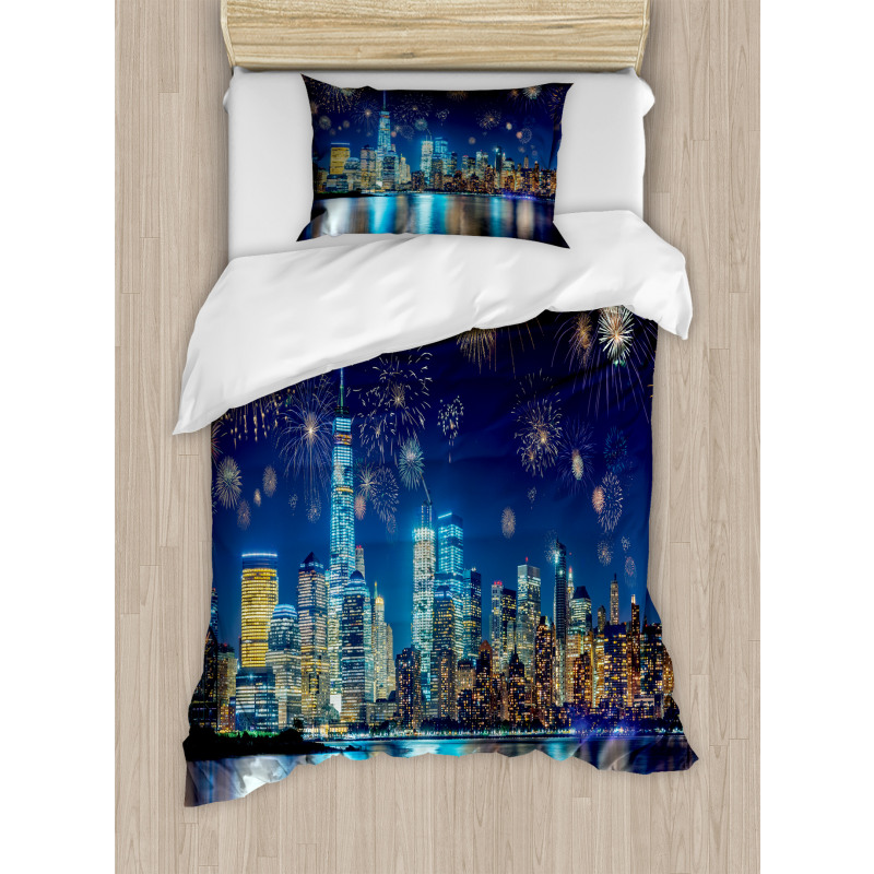 New Year Night Fireworks Duvet Cover Set