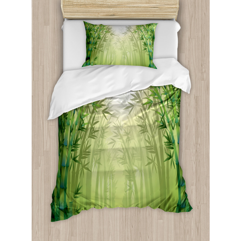 Bamboo Trees in Forest Duvet Cover Set